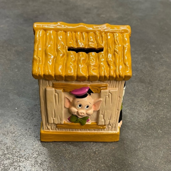Vintage Disney Productions Three Little Pigs Savings Bank Big Bad Wolf - Picture 2 of 8